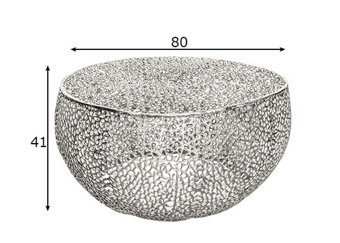Diivanilaud LEAF hõbe, 80x80xH40 cm