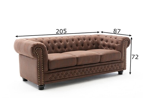 Diivan CHESTERFIELD II antiikpruun, 205x87xH72 cm