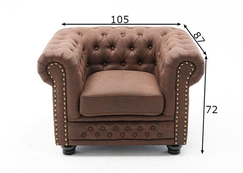 Tugitool CHESTERFIELD antiikpruun, 105x87xH72 cm