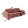 Diivan VELVET vanaroosa, 225x95xH90 cm