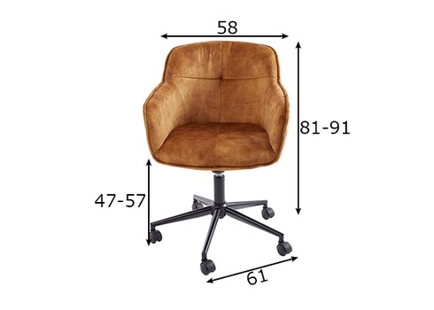 Kontoritool EUPHORIA sinepikollane, 58x61xH81-91 cm