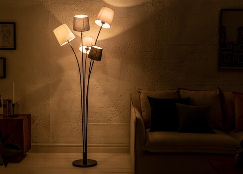 Põrandavalgusti LEVELS must / hall, 50x50xH176 cm, E14