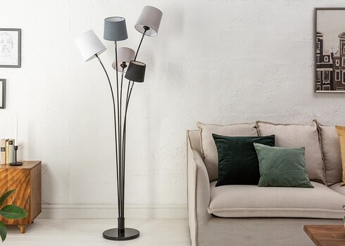 Põrandavalgusti LEVELS must / hall, 50x50xH176 cm, E14