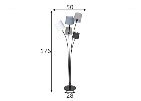 Põrandavalgusti LEVELS must / hall, 50x50xH176 cm, E14