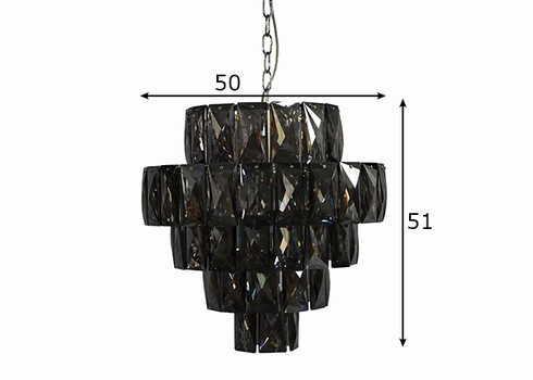 Rippvalgusti CRYSTAL tumehall, D50xH51 cm