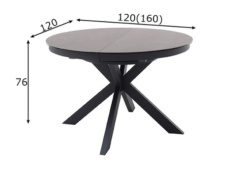 Pikendatav söögilaud WINNIPEG antratsiit / must, 120(160)x120xH76 cm