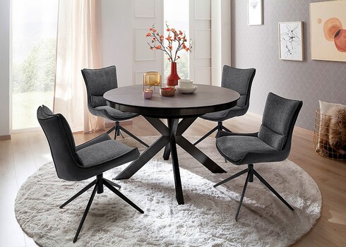 Pikendatav söögilaud WINNIPEG antratsiit / must, 120(160)x120xH76 cm