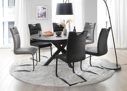 Pikendatav söögilaud WINNIPEG antratsiit / must, 120(160)x120xH76 cm