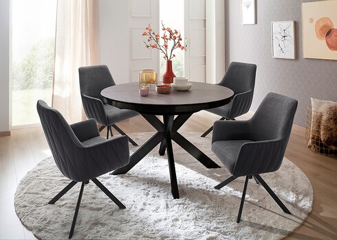 Pikendatav söögilaud WINNIPEG antratsiit / must, 120(160)x120xH76 cm