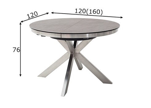 Pikendatav söögilaud WINNIPEG antratsiit / roostevaba teras, 120(160)x120xH76 cm