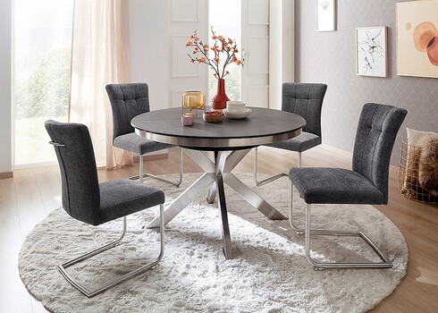 Pikendatav söögilaud WINNIPEG antratsiit / roostevaba teras, 120(160)x120xH76 cm