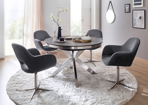 Pikendatav söögilaud WINNIPEG antratsiit / roostevaba teras, 120(160)x120xH76 cm