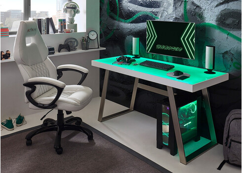 Kirjutuslaud TIFLIS mattvalge, 140x60xH75 cm, LED