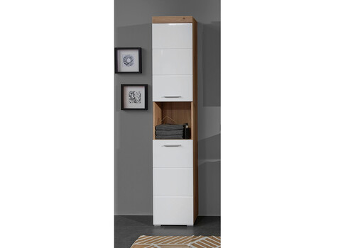 Vannitoakapp AMANDA valge kõrgläige / tamm, 37x31xH190 cm