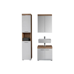 Vannitoamööbli komplekt AMANDA valge kõrgläige / tamm