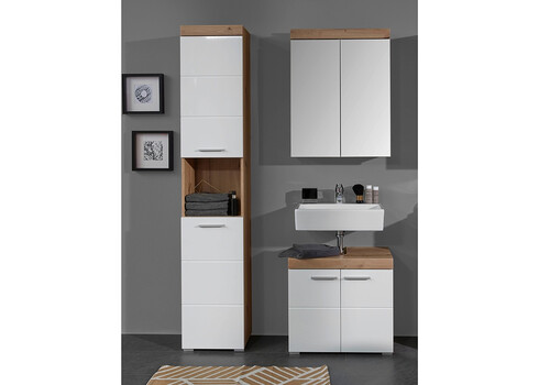 Vannitoamööbli komplekt AMANDA valge kõrgläige / tamm