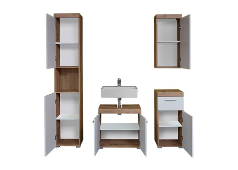 Vannitoamööbli komplekt AMANDA valge kõrgläige / tamm