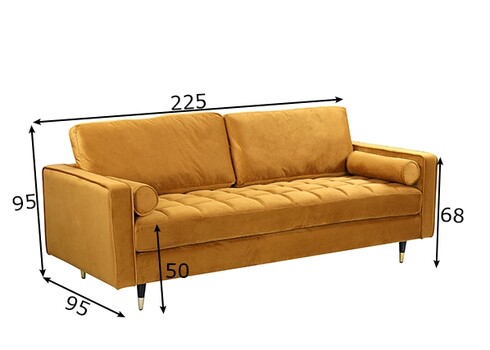 Diivan VELVET sinepikollane, 225x95xH90 cm