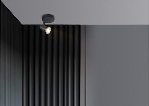 Kohtvalgusti CILINDRO must, D14xH9,5 cm, LED