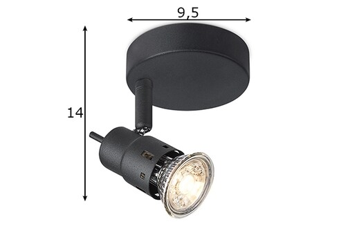 Kohtvalgusti CILINDRO must, D14xH9,5 cm, LED