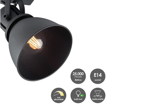 Kohtvalgusti FAMA must, 9,5x9,5xH21 cm, LED