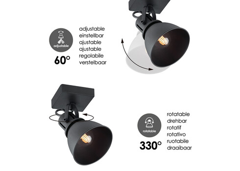 Kohtvalgusti FAMA must, 9,5x9,5xH21 cm, LED