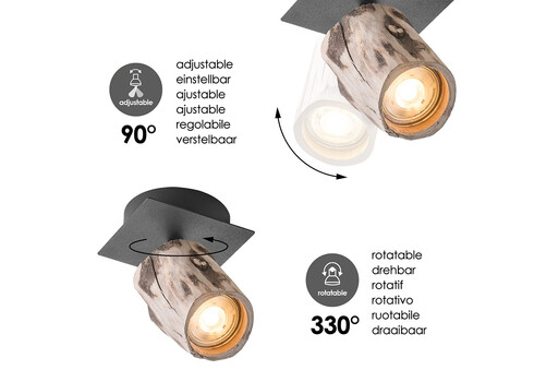 Kohtvalgusti WOOD puit / must, D10xH14,5 cm, LED