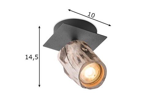 Kohtvalgusti WOOD puit / must, D10xH14,5 cm, LED