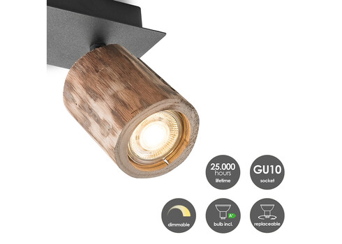 Kohtvalgusti WOOD puit / must, 33xH14,5 cm, LED