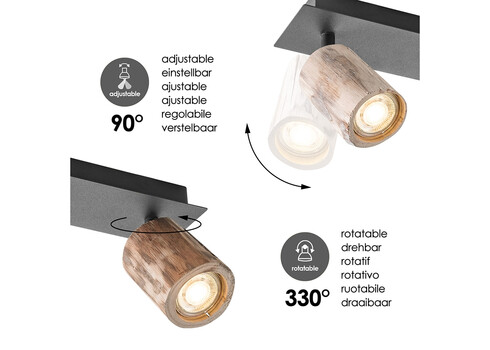Kohtvalgusti WOOD puit / must, 33xH14,5 cm, LED