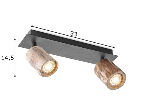 Kohtvalgusti WOOD puit / must, 33xH14,5 cm, LED