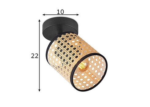 Kohtvalgusti RATAN beež / must, D10xH22 cm