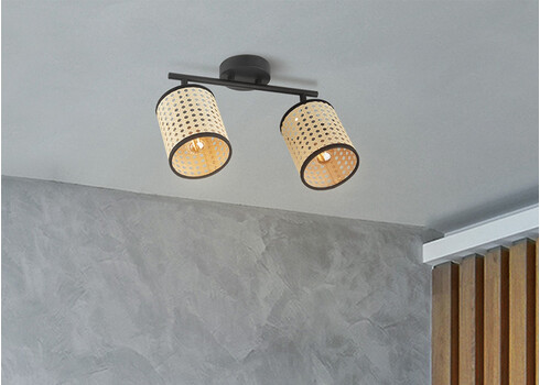 Kohtvalgusti RATAN beež / must, 30xH22,5 cm, LED