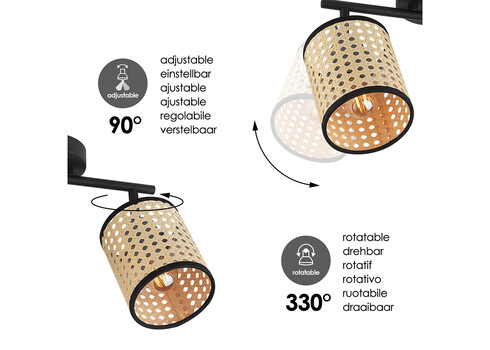 Kohtvalgusti RATAN beež / must, 30xH22,5 cm, LED