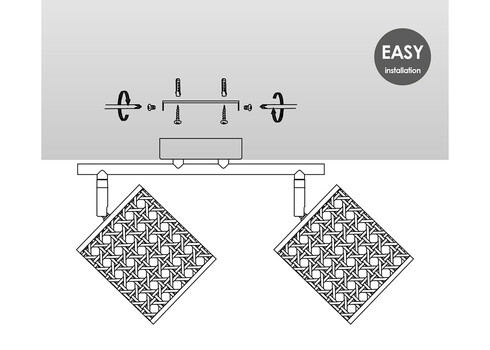 Kohtvalgusti RATAN beež / must, 30xH22,5 cm, LED