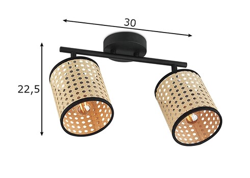 Kohtvalgusti RATAN beež / must, 30xH22,5 cm, LED