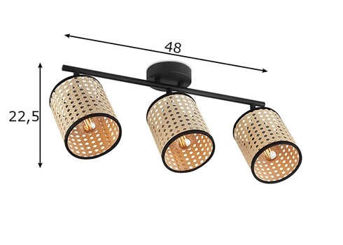Kohtvalgusti RATAN beež / must, 48xH22,5 cm, LED
