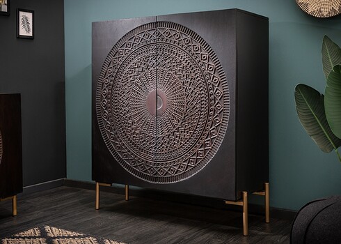 Kapp MANDALA must / kuldne, 100x45xH120 cm