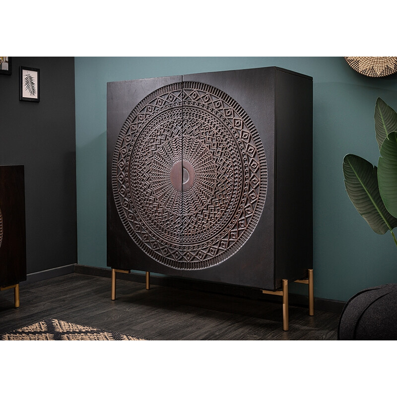 Kapp MANDALA must / kuldne, 100x45xH120 cm