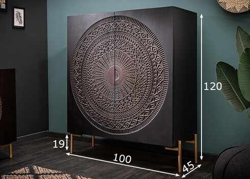 Kapp MANDALA must / kuldne, 100x45xH120 cm