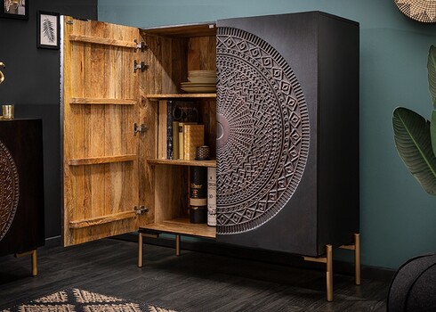 Kapp MANDALA must / kuldne, 100x45xH120 cm