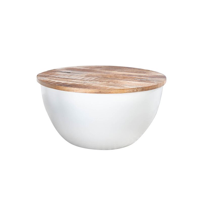 Diivanilaud INDUSTRIAL STORAGE valge / mango, D70xH33 cm