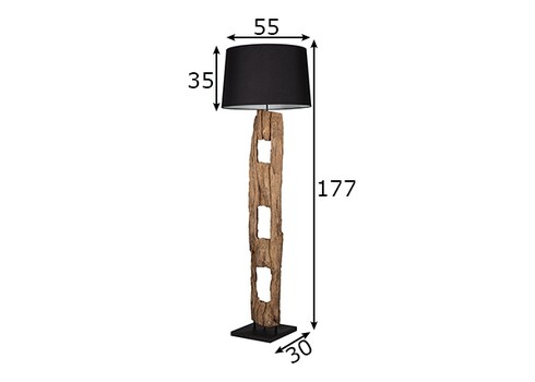 Põrandavalgusti Barracuda puit / must, 55x55xH177 cm, E27