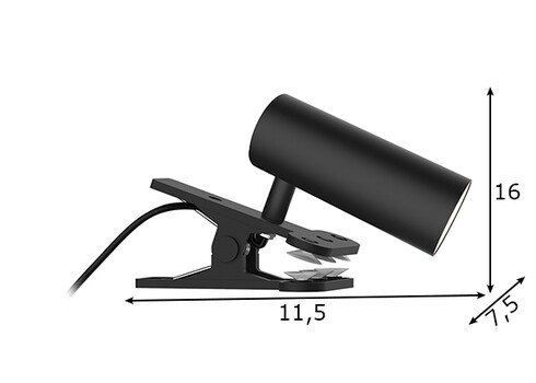 Kohtvalgusti CLIPS must, 11,5x7,xxH16 cm, LED