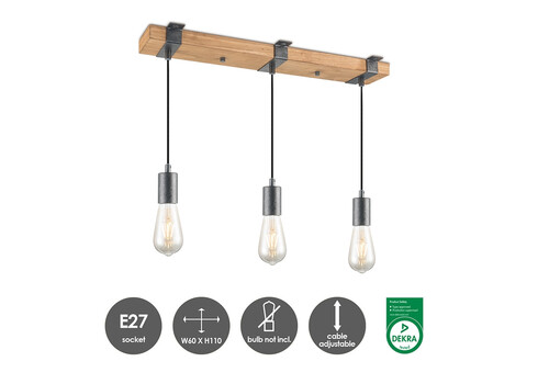 Rippvalgusti DENTON puit, 56,5x14xH140 cm, E27