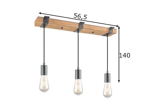 Rippvalgusti DENTON puit, 56,5x14xH140 cm, E27