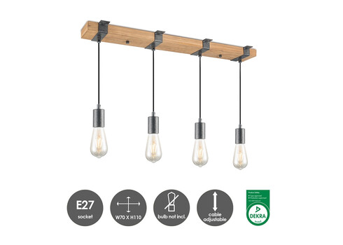 Rippvalgusti DENTON puit, 70xH140 cm, E27