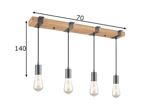 Rippvalgusti DENTON puit, 70xH140 cm, E27