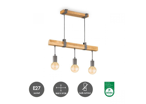 Rippvalgusti DENTON puit, 60x14xH128 cm, E27