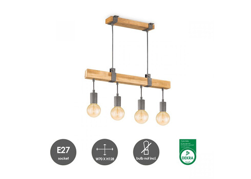 Rippvalgusti DENTON puit, 70xH128 cm, E27